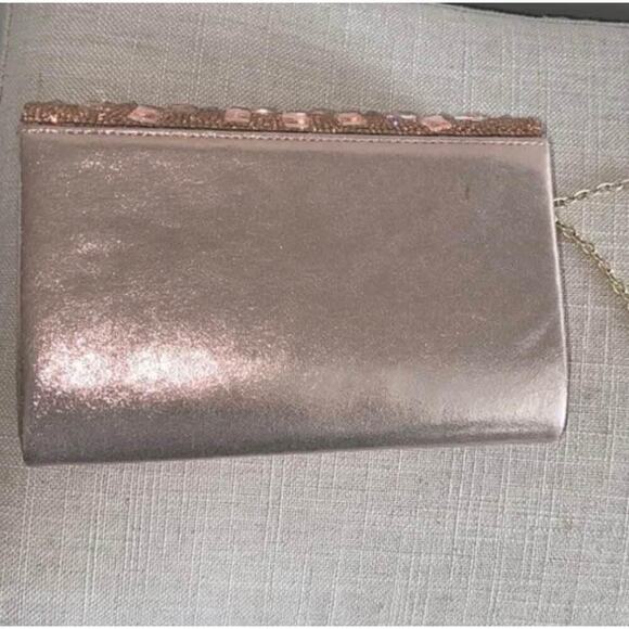 Charming Charlie RSVP Rose gold clutch with detachable gold crossbody - Picture 5 of 5